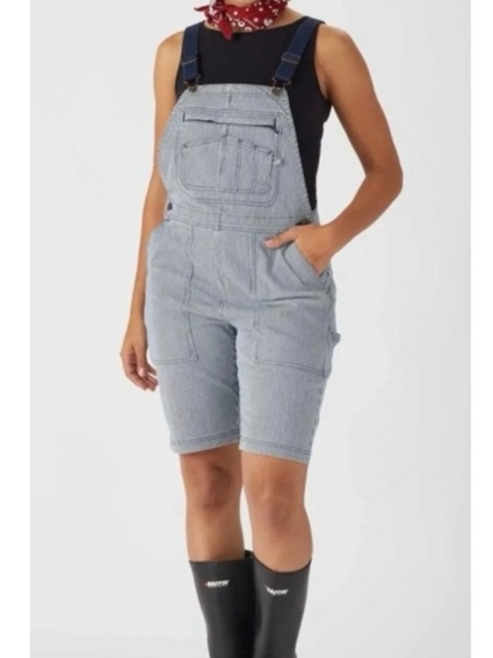 Duluth rootstock Railroad hickory stripe overalls shortalls bib cotton sz XL
